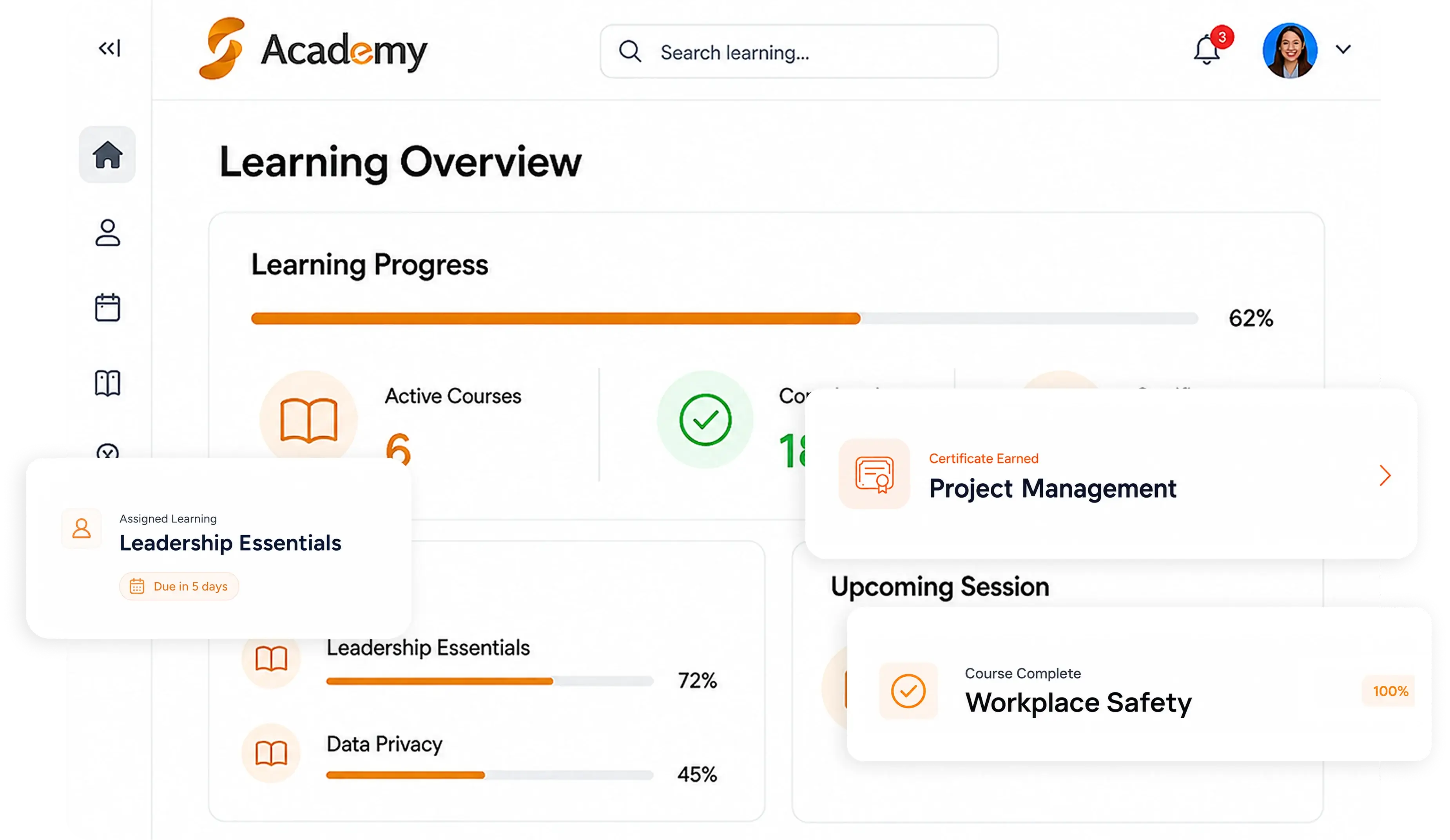 Academy learning dashboard