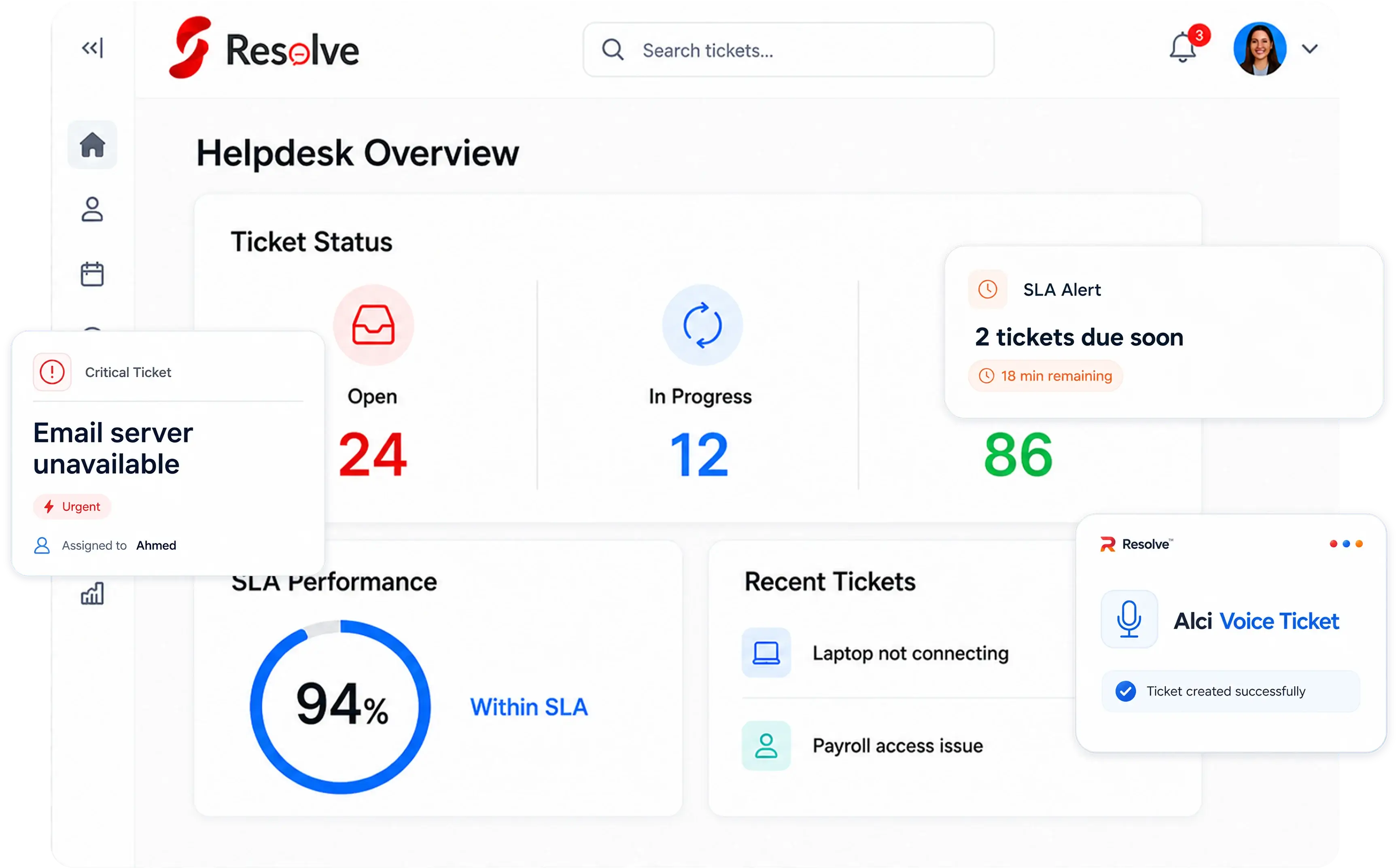 Resolve helpdesk and ticketing dashboard